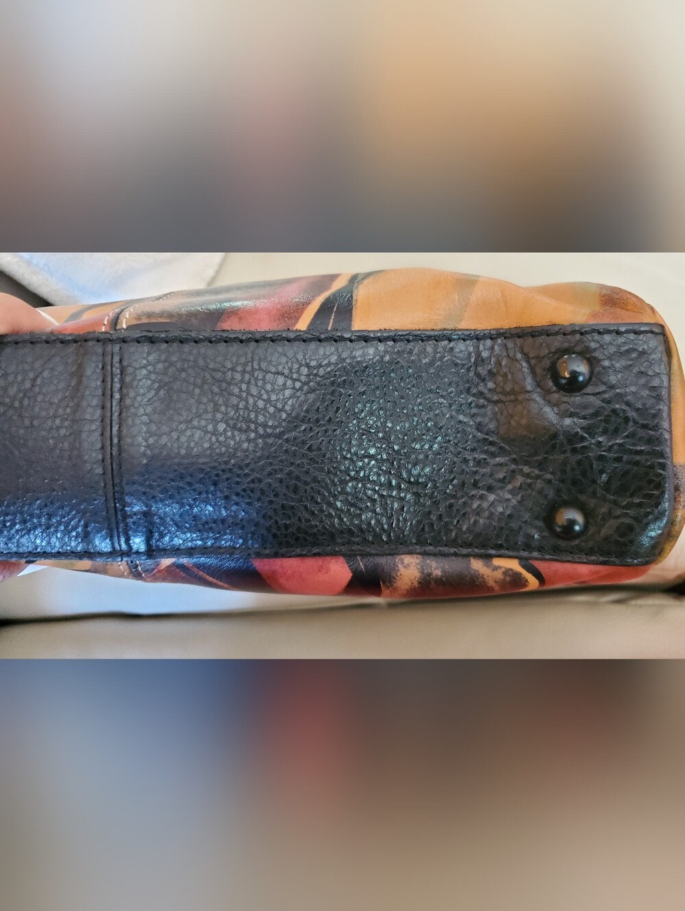 Patricia Nash Painted Multicolor Leather Shoulder Bag with Black Strap - Picture 7 of 8